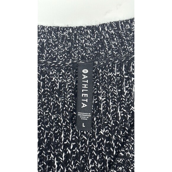 Athleta Gray Black Marled Wool Blend V Neck High Low Tunic Sweater L - Picture 2 of 12